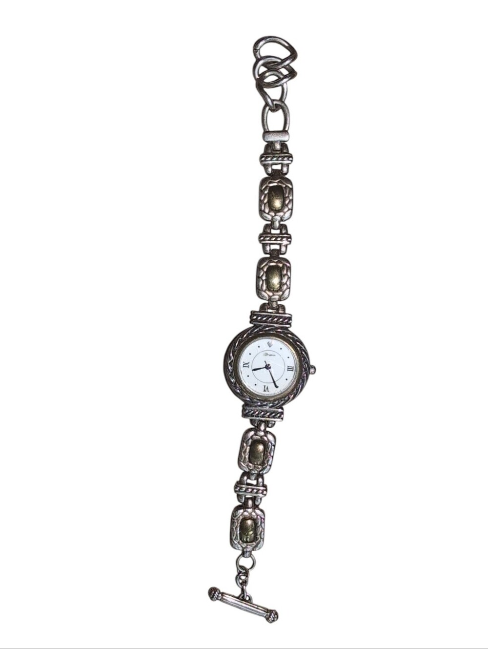 Vintage Brighton Nantucket Women’s Watch Gold & Silver Tones Hearts Toggle Clasp